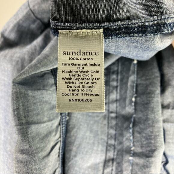 NWOT SUNDANCE Chambray Tiered Long Sleeve Tassel Top Blue Small - Picture 5 of 5